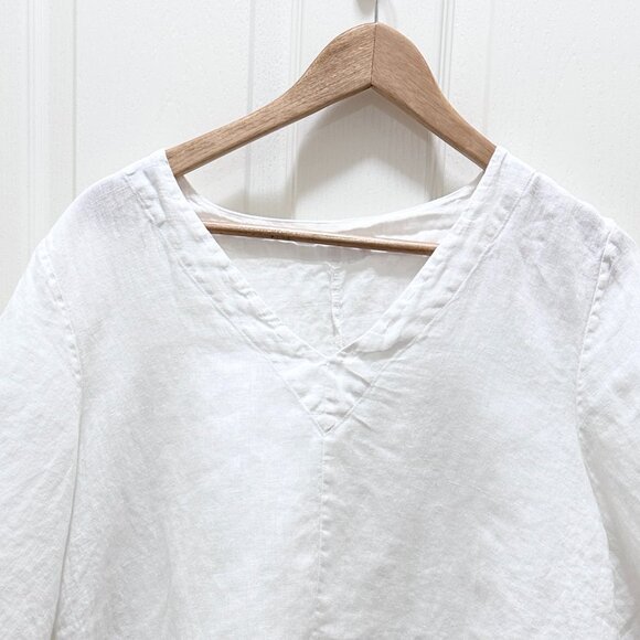 Bryn Walker Women's 100% Linen Boxy Oversized Tunic Top Size XS White Lagenlook - Picture 3 of 9